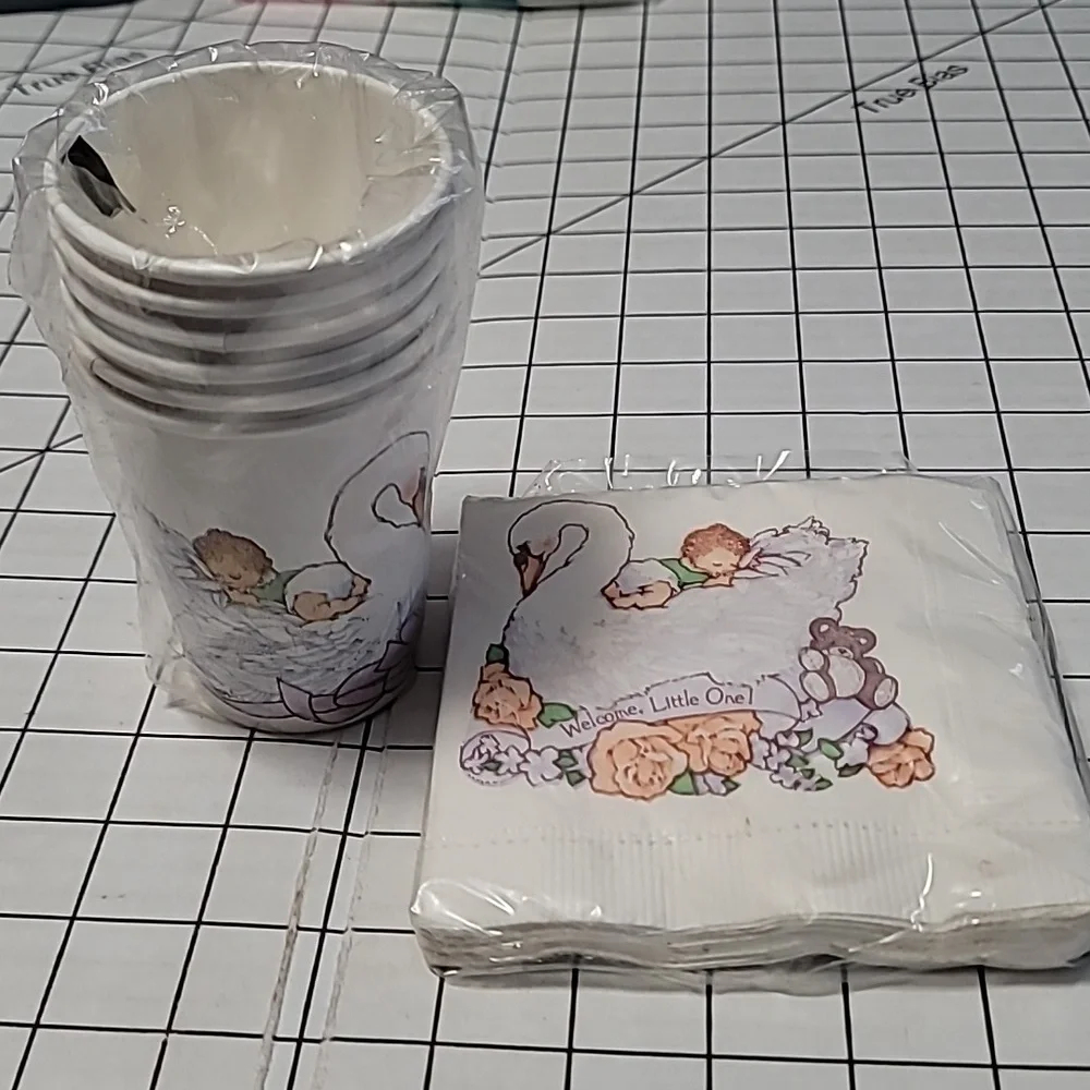 Vintage American‎ Greetings Beverage Napkins and 9 oz Cups,  NIP